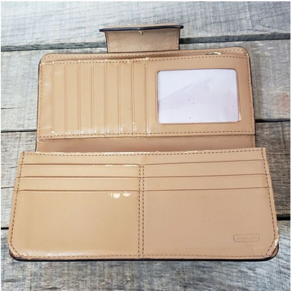 VINTAGE COACH Ashley Slim Envelope Leather Wallet Tan - Picture 7 of 11